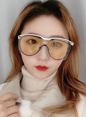 大脸韩版个性风连体白色太阳镜