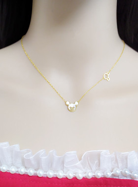 高级感轻奢白贝母生肖项链钛钢18K金色可爱老鼠本命年短款锁骨链