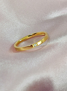 冷淡风18K金色小碎钻戒指女时尚个性ins潮网红简约食指关节指环