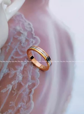 红豆夫人情侣钛钢轻奢高宝色戒指