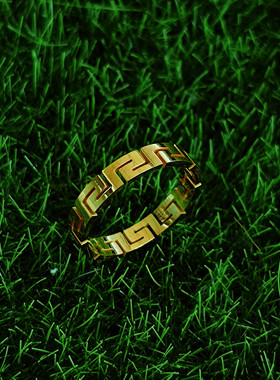 不掉色钛钢冷淡风包金戒指小众设计金属复古情侣对戒网红男女指环