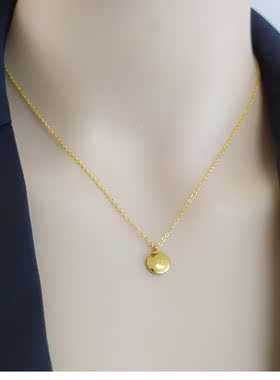 日韩元素不褪色18K包金幸运金豆豆吊坠锁骨项链女简约淑女颈链