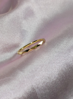 菱形切面超闪18K金色戒指女关节戒超细轻奢不掉色简单素圈指环女