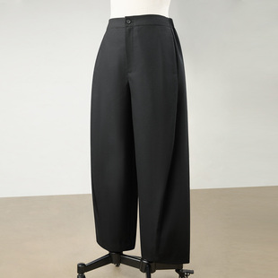 陈小满原创设计粗纺美丽诺羊毛休闲裤女2026早春新款廓形裤子