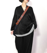 陈小满原创设计30姆米重磅真丝素绉缎双层V领两面穿慵懒宽松上衣