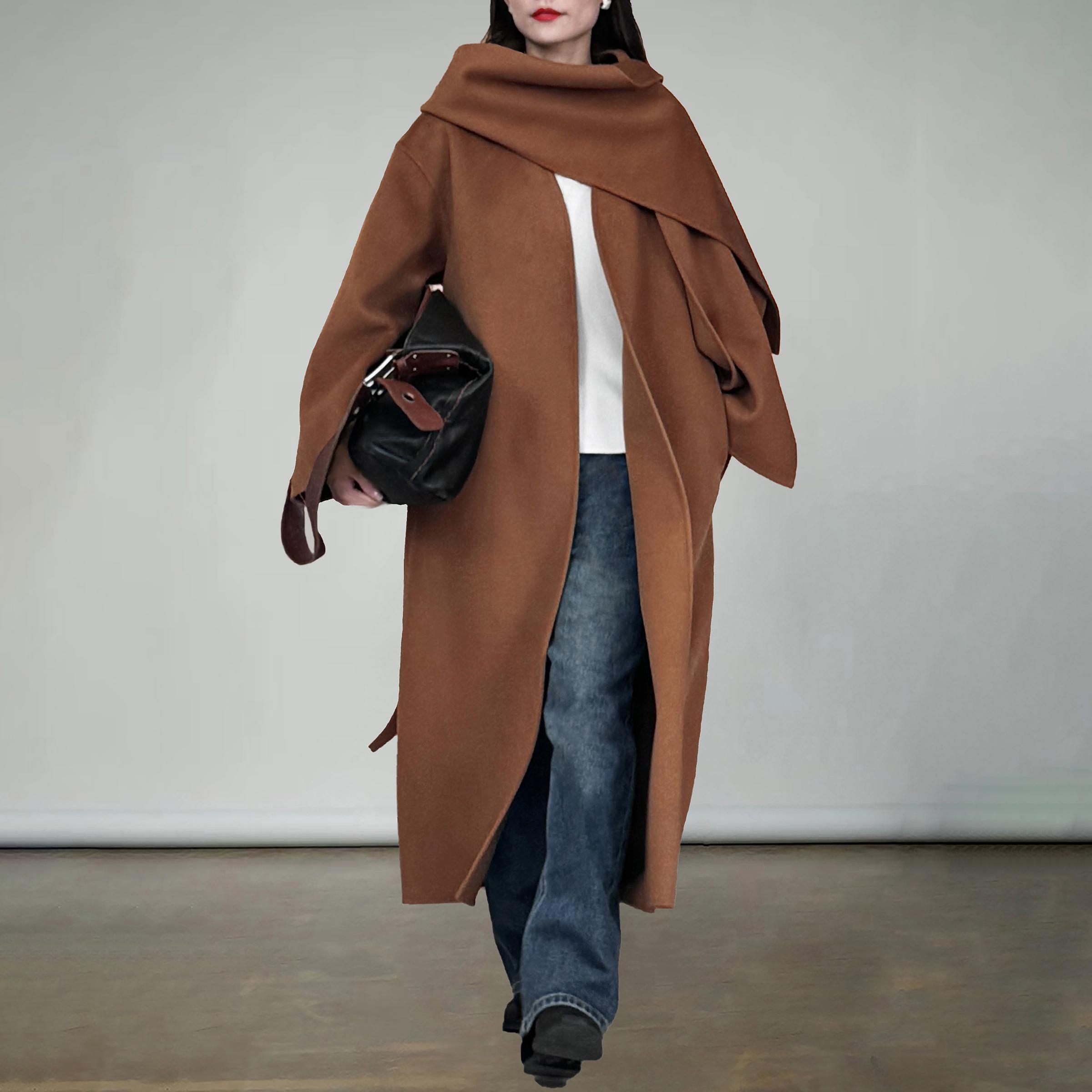 陈小满羊绒羊毛双面呢长款大衣