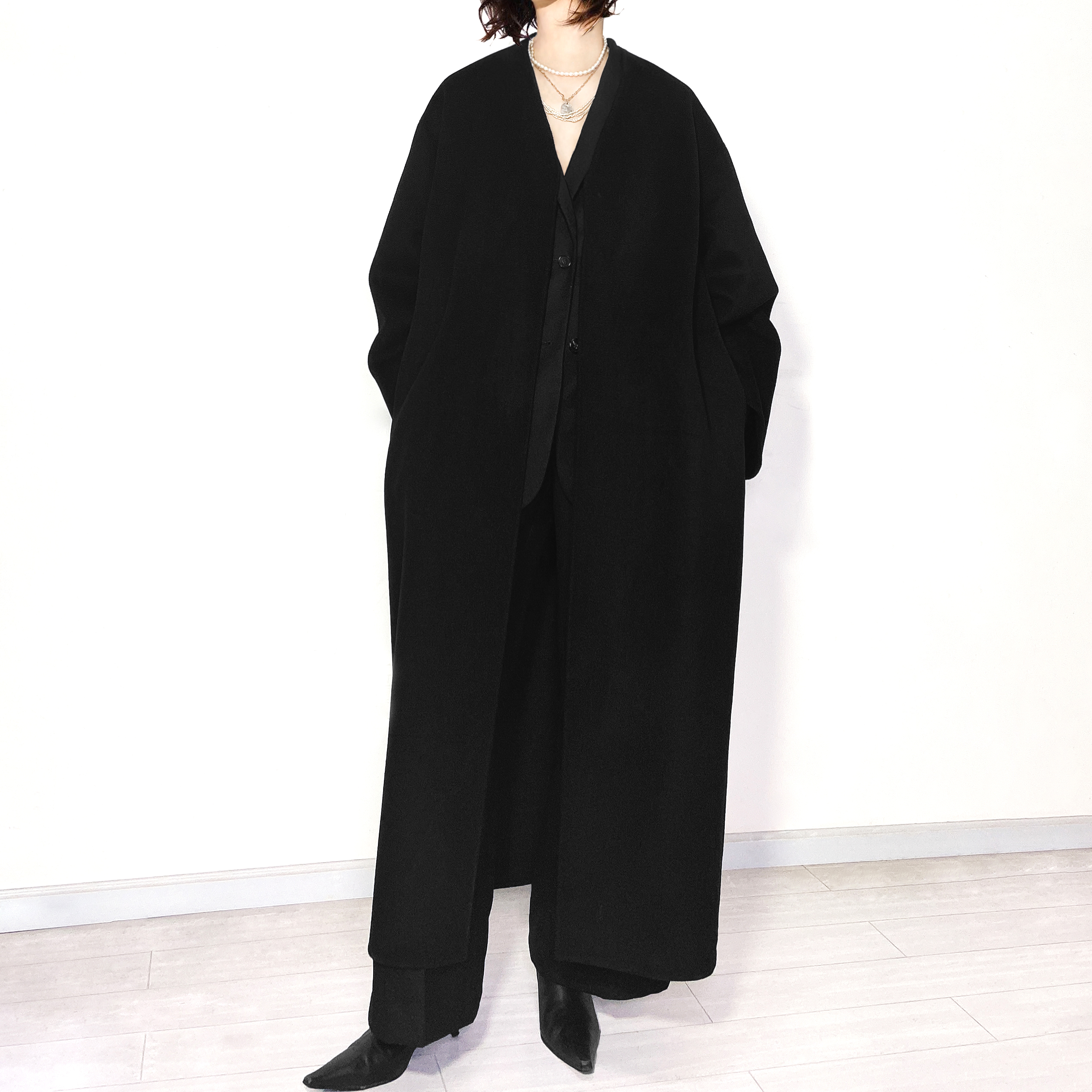 陈小满羊绒毛长款浴袍双面呢大衣