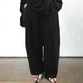 陈小满原创设计美利奴羊毛宽松阔腿裤 2025秋简约休闲日系口袋长裤