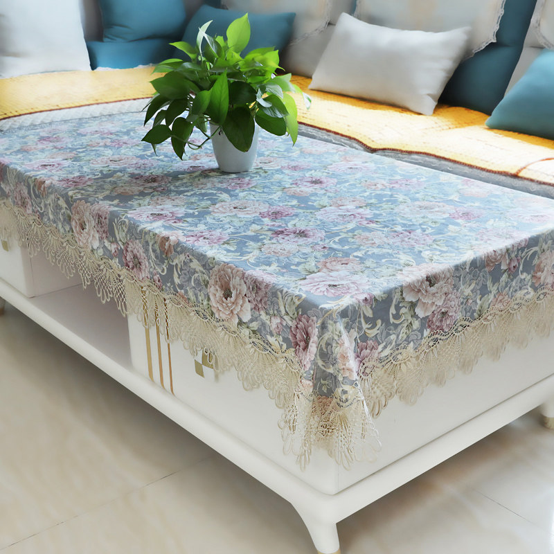 茶几桌布布艺简约长方形花边蕾丝中式客厅玻璃小茶几布盖布中国风