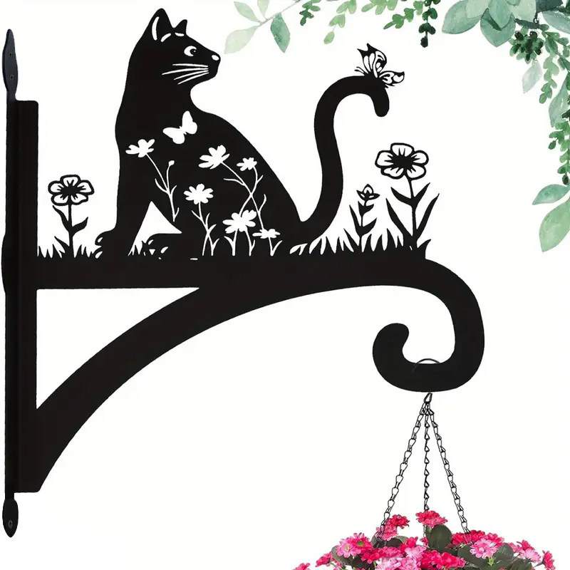 铁艺猫咪壁挂花架灯笼支架挂钩图片