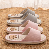 家居静音软底室内透气可爱防滑拖鞋 卡皮巴拉亚麻拖鞋 男四季 男春夏