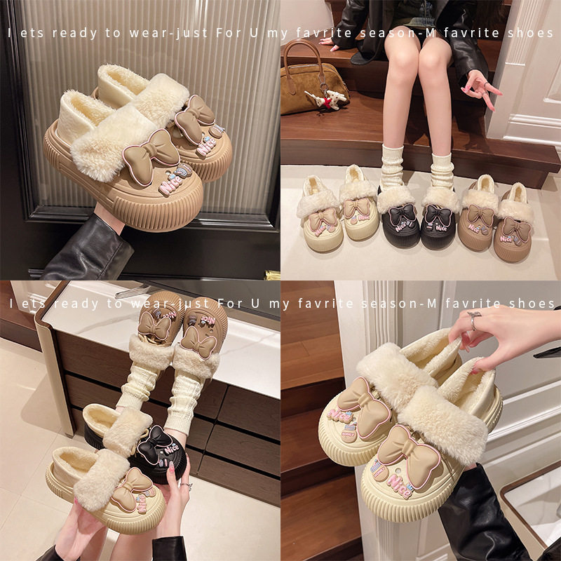 奶呼呼棉拖鞋女士包跟冬季可拆卸家居厚底防滑月子鞋产后秋冬孕妇