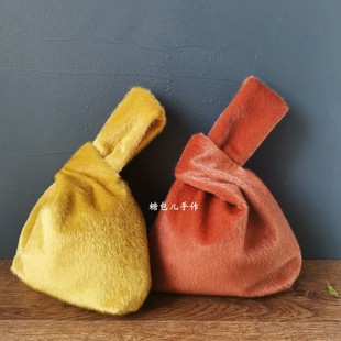 糖包儿韩版 手提包秋冬仿貂绒皮草包手腕包皮草毛毛包包女遛弯包