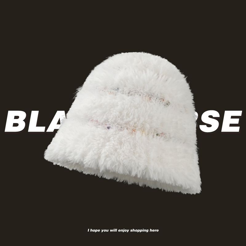 秋冬新款保暖水桶帽休闲通勤大头围盆帽显脸小防风百搭毛绒渔夫帽