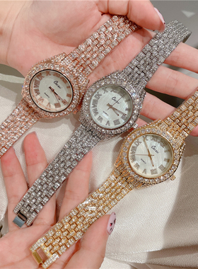 大盘手表女轻奢小众爆闪满钻女士女款时尚气质镶钻外贸腕表 A243