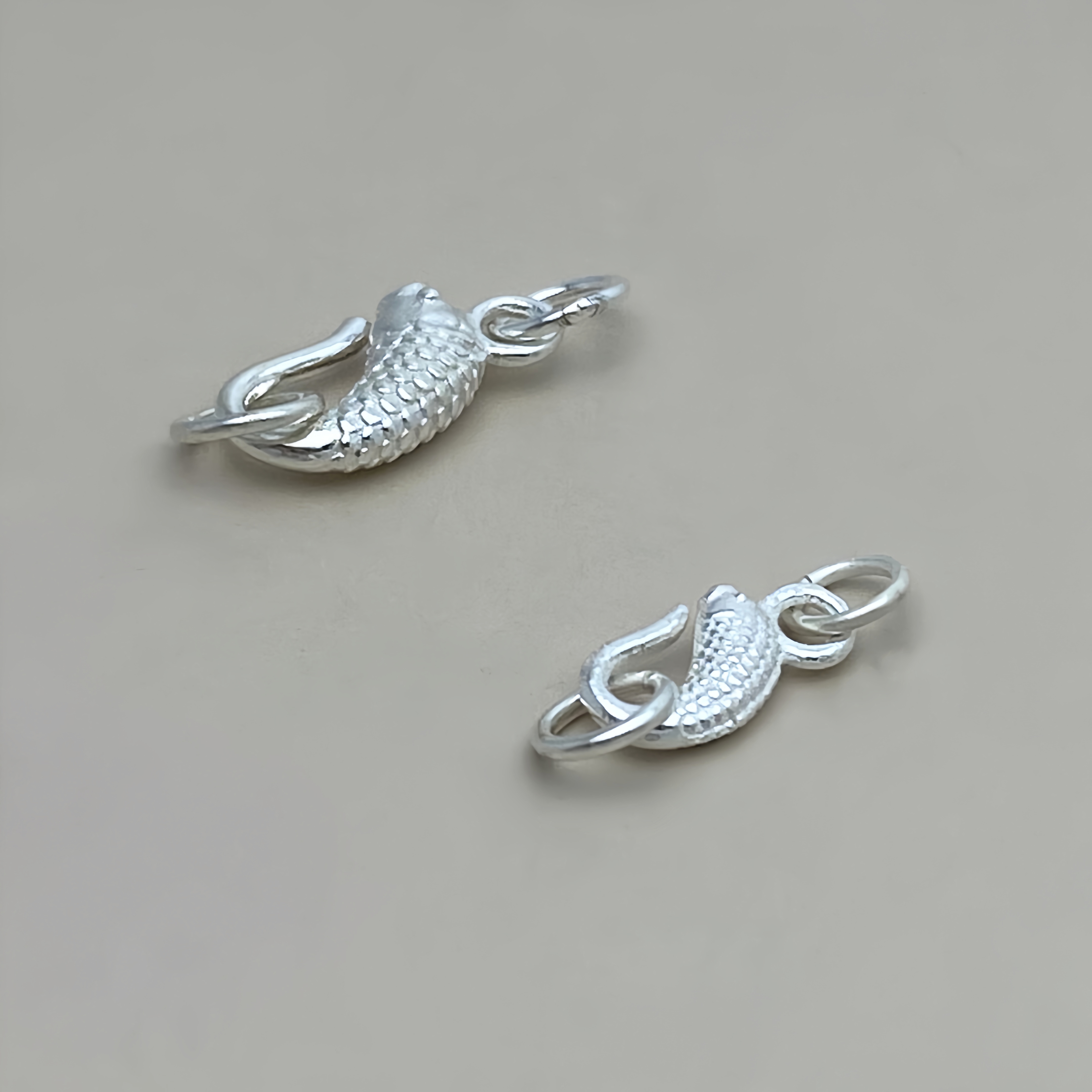 纯银国风锦鲤吊坠银扣小鱼S扣