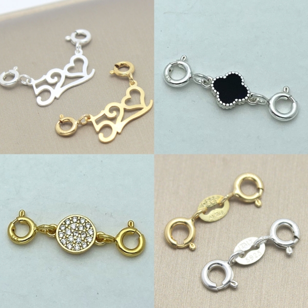 925纯银项链连接扣子双扣延长链通用手链扣DIY修复替换扣头配件