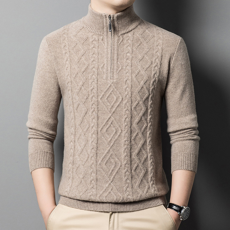 半高拉链常规款商务风套头青春活力针织衫/毛衣