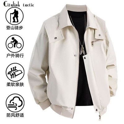 翻领+工装+百搭+春秋+宽松+休闲