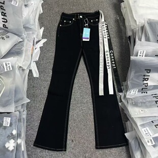 【dc三色飘带】广州轻奢版本美式微喇牛仔裤男士修身直筒百搭长裤