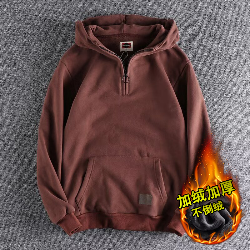 美式潮牌工装卫衣加绒加厚连帽衫