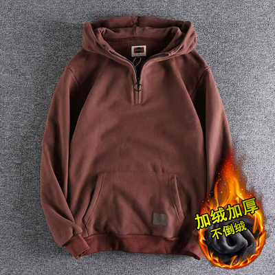 美式潮牌工装卫衣加绒加厚连帽衫