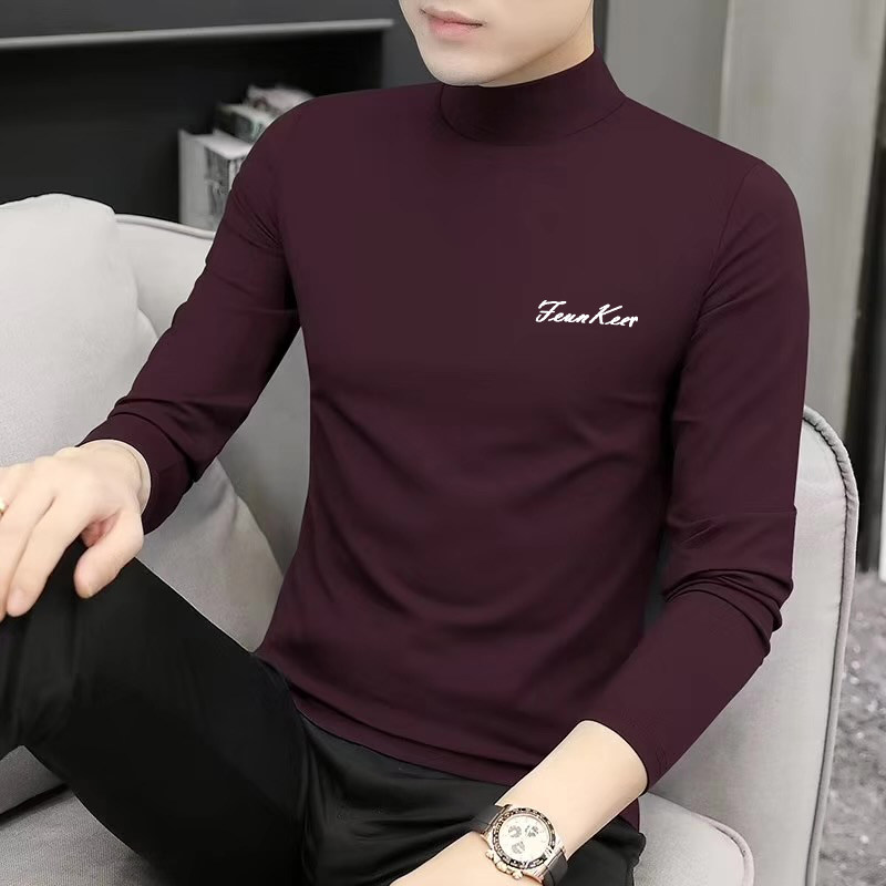 秋季莫代尔男半高领打底衫长袖T恤秋衣修身潮流男装体恤弹力上衣,男装,T恤,淘宝优惠券,粉丝福利购,淘宝优惠卷