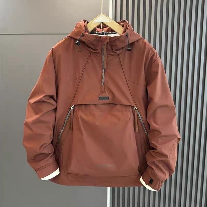 春秋季连帽半拉链工装套头夹克男士大口袋休闲潮流青年冲锋衣外套,男装,夹克,淘宝优惠券,粉丝福利购,淘宝优惠卷
