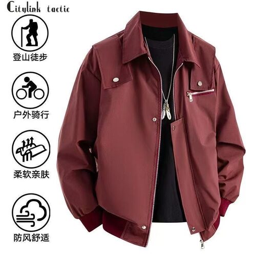 翻领+工装+百搭+春秋+宽松+休闲