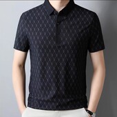 polo衫 2025新款 夏季 轻奢级冰丝无痕黑色男t恤短袖 翻领打底衫 上衣