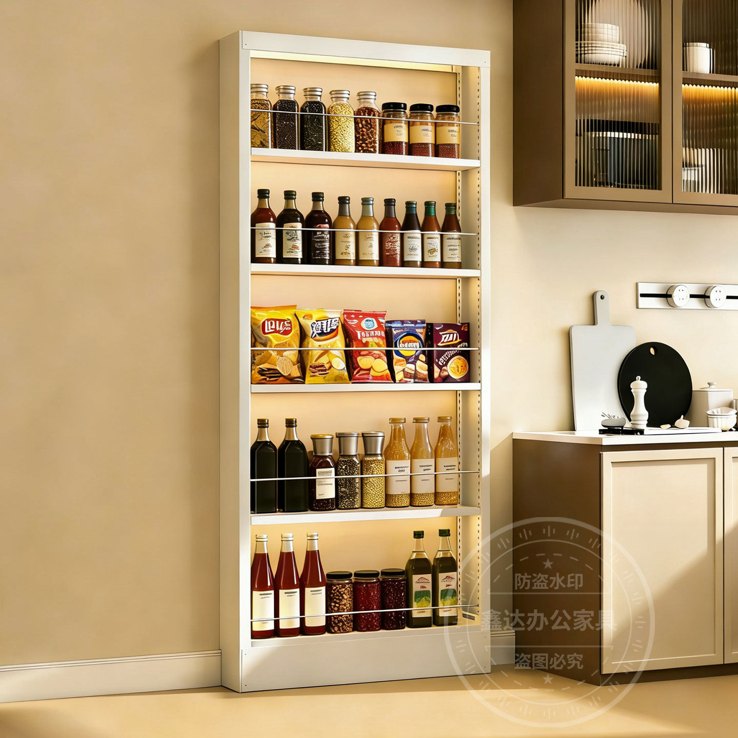 厨房收纳神器门后置物架调味品佐料多层收纳架一体靠墙钢制储物架