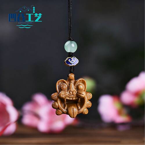 云南大理丽江木雕瓦猫手机链