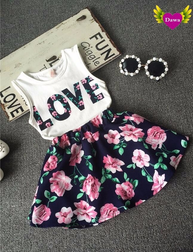 Baby Girls Dress Summer Floral Print Party Dresses For Girls