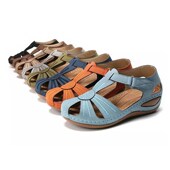 女2020夏季 女鞋 新款 凉鞋 车线洞洞鞋 休闲大码 坡跟舒适凉鞋 女wish