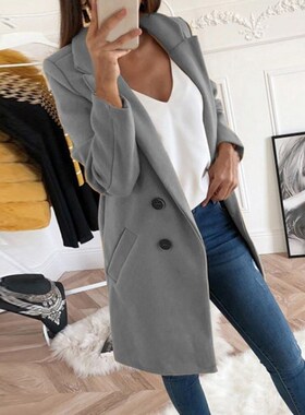 2019 European and American solid color long ladies coat女装