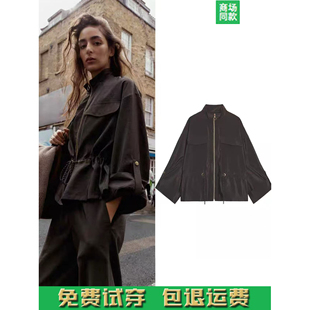 秋季新品女装收腰拉链游猎装款系带夹克外套 1608350 716