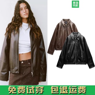 秋冬新品女装 中长款仿皮飞行员夹克皮衣外套 4391864