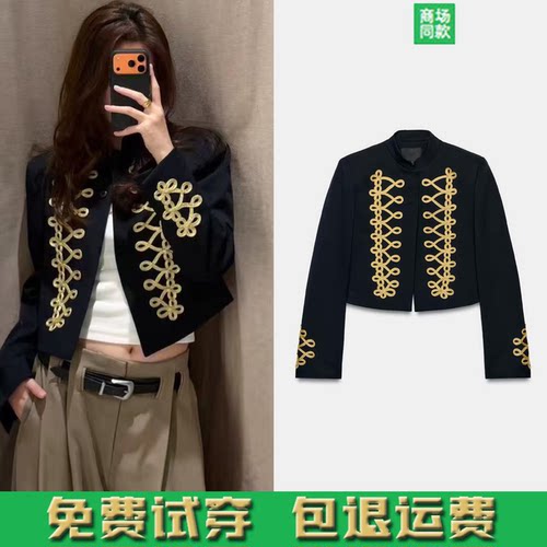 ZA家2026秋季新款女装长袖圆领海盗爷拿破仑短款西装外套1255706