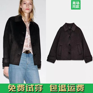 长袖 女装 翻领羊毛短款 大衣外套毛呢外套夹克 716 春季 4070023 新品