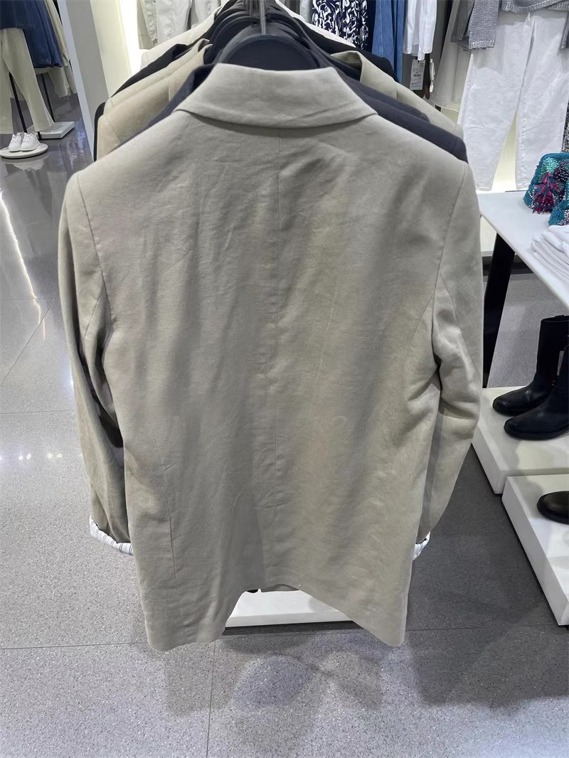 ZARA KISS 신상품 여성용 린넨 혼방 롤 슬리브 가디건 블레이저 2753530 800