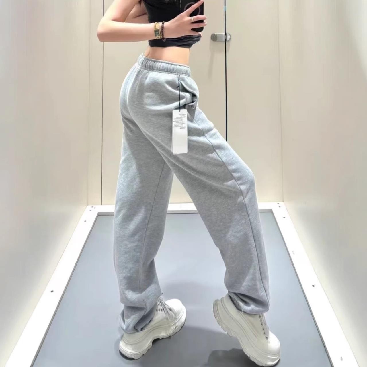 2025秋新款ALO阔腿卫裤女金智秀同款运动休闲简约男女直筒长裤女