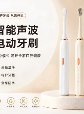 新款电动牙刷USB充电正品软毛刷头声波式洁白可换头声波情侣成人