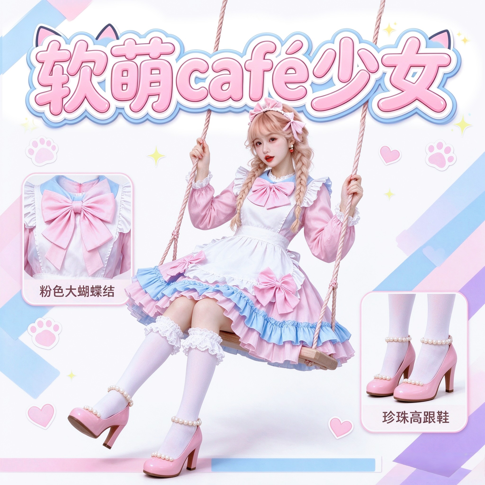 洛丽塔公主裙原创鞋子Lolita日常轻lo裙女童裙撑内搭头饰丝袜长袖