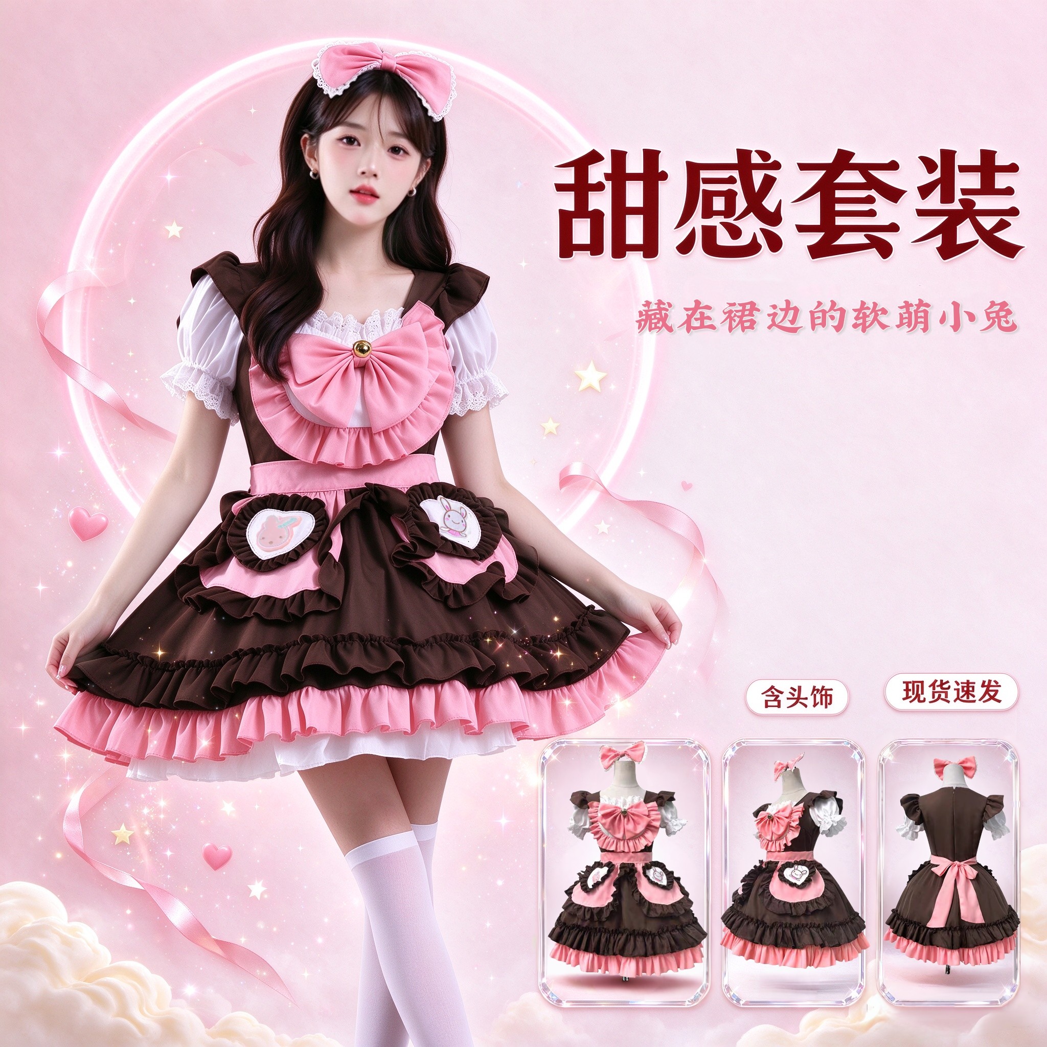 洛丽塔公主裙原创鞋子Lolita日常轻lo裙女童裙撑内搭头饰丝袜长袖图片