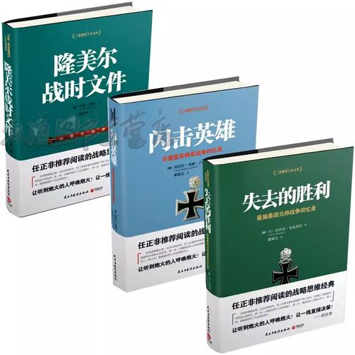 【套装3册】正版包邮 二战德军三大文件系列3册 失去的胜利+闪击英雄+隆美尔战时文件 二战时期军事人物传记历史战争小说