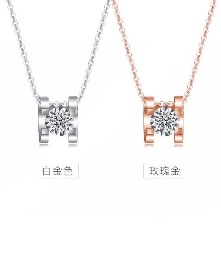 正品钻石吊坠女1克拉18K铂白金玫瑰金彩金牛头款求婚结婚单钻项链