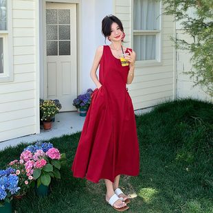 红色法式 不规则甜美减龄背心裙 浪漫轻熟风连衣裙女2025年夏季 新款