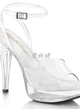 美国代购Pleaser/Fabulicious12.7cm交叉踝带防水台露趾高跟凉鞋