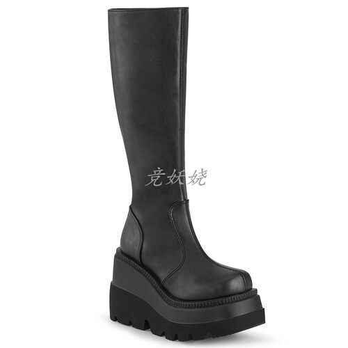 防水台坡跟长筒靴Demonia哥特