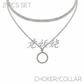 狂欢派对首饰圆形水钻吊坠项链 Fashion西方时尚 美国代购 Western